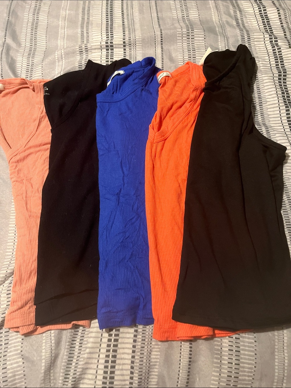 Timing Ribbed Tank Tops in Black, Blue, & Orange (5 pieces) for teenagers, adult